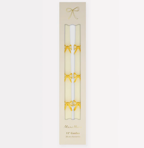 Gold Bow Taper Candles