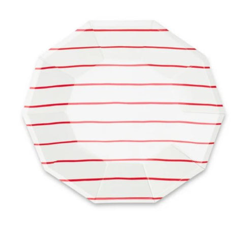 Red Frenchie Striped Large Plate