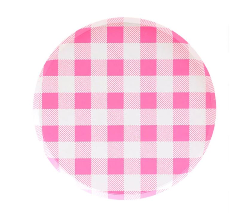 Neon Rose Gingham Large Plate
