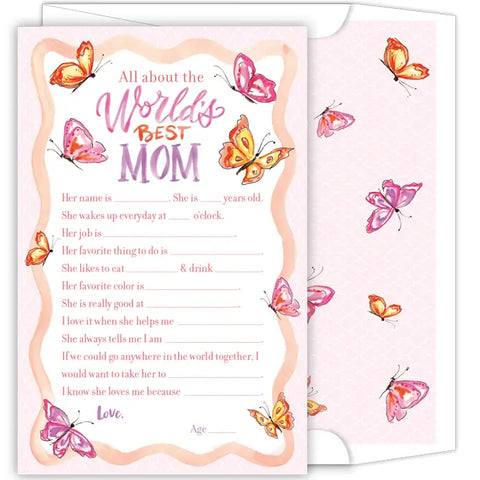 "All About the World's Best Mom" Handpainted Card