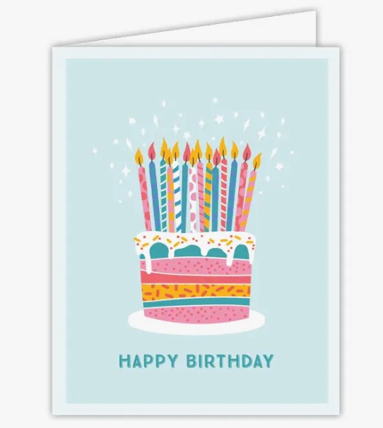 Happy Birthday Cake with Candles Greeting Card