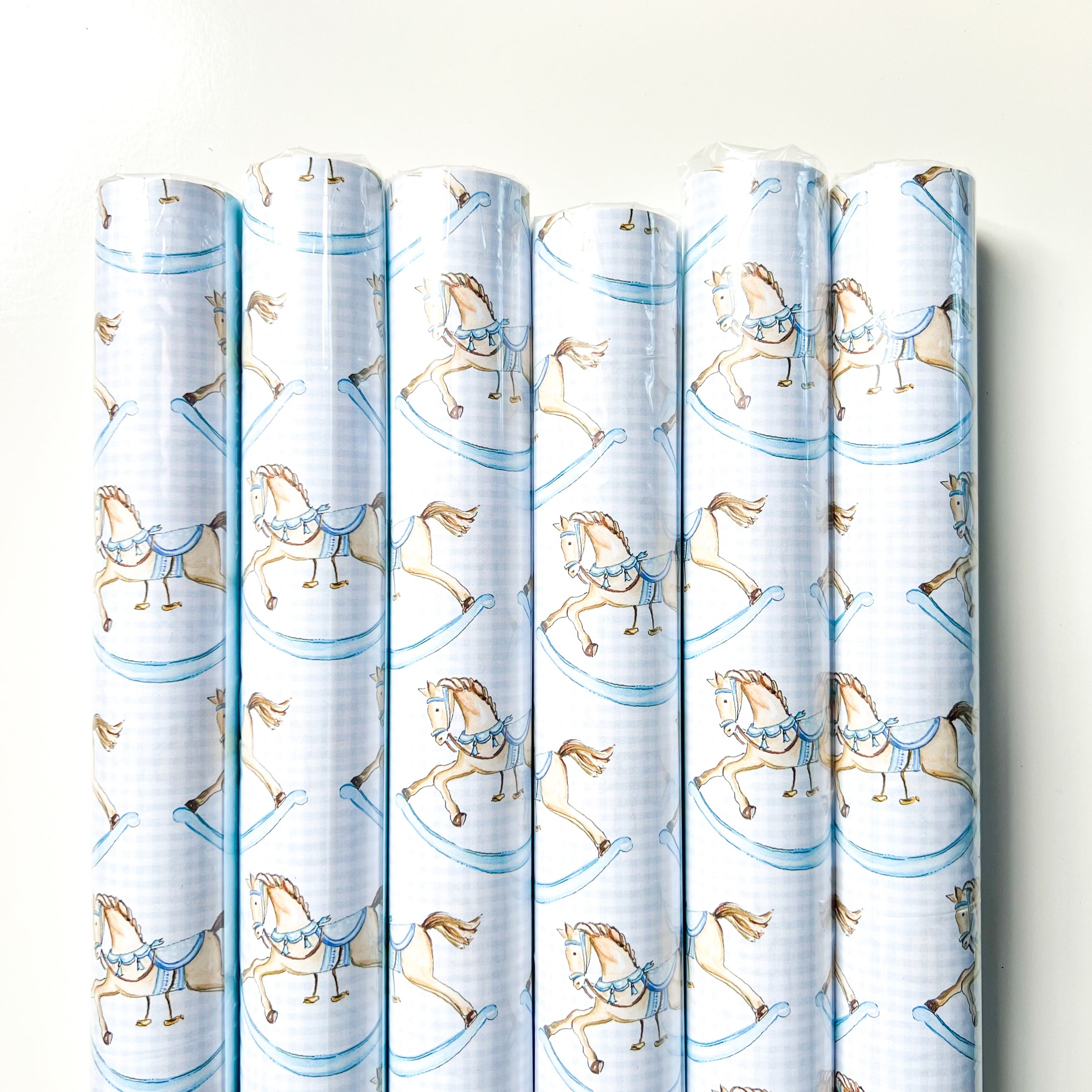 Blue Rocking Horse Wrapping Paper