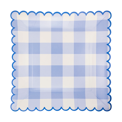 Blue Gingham Paper Plate