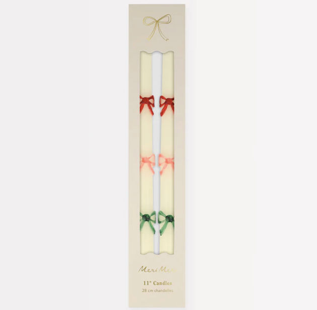 Multi Colored Bow Taper Candles