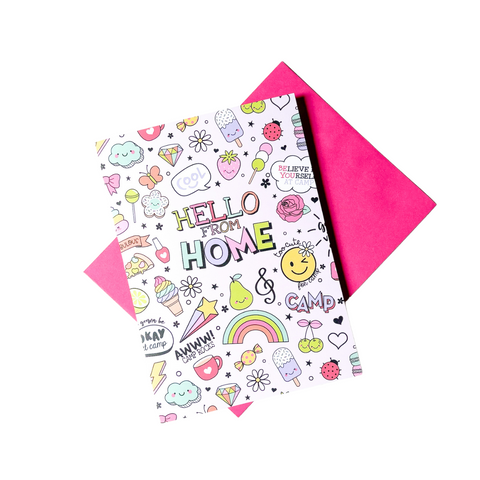Pink Hello From Home Camp Card