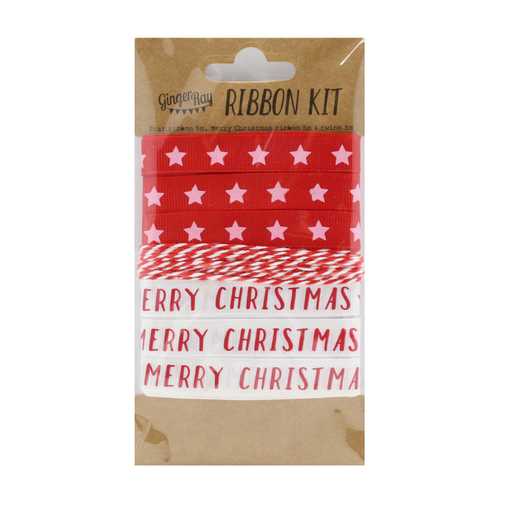 Red & White Merry Christmas Ribbon Kit