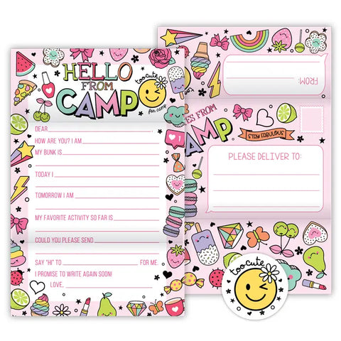 Pink Hello From Camp Fold-N-Seal Camp Notes
