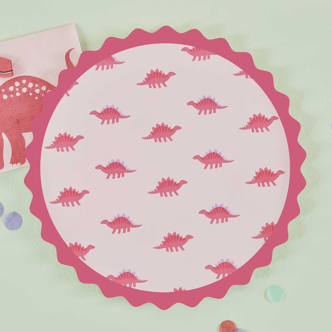 Pink Dinosaur Paper Plates