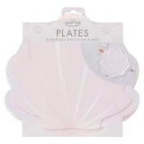 Iridescent and Pink Mermaid Shell Shaped Paper Plates