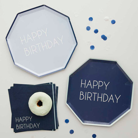Navy & Blue Happy Birthday Plates