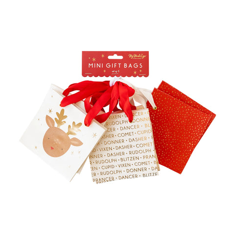 Reindeer Mini Gift Bag - Set of 6