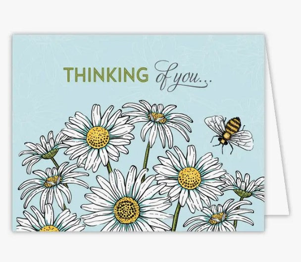 "Thinking of You" Daises and Bee Greeting Card
