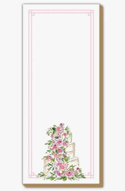 Wedding Cake with Pink Blossoms Skinny Pad