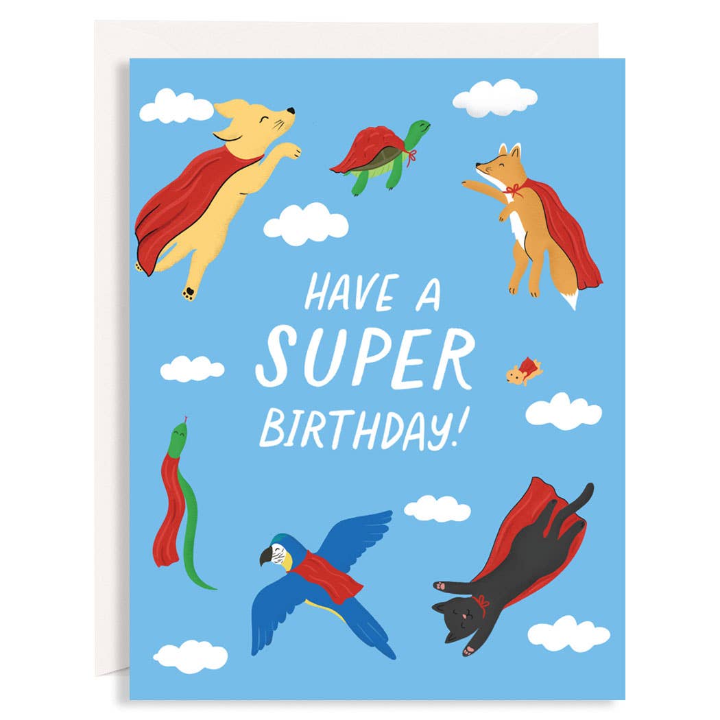 Superhero Birthday Animals A2 Single Card