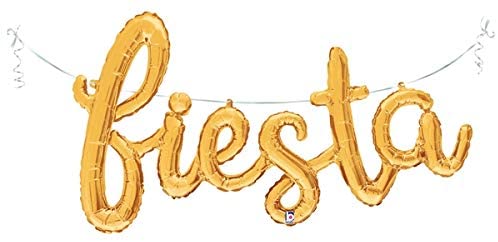 Fiesta Gold Script Foil Balloon, 53"