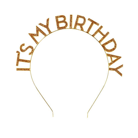 Luxe Gold 'It's My Birthday' Headband