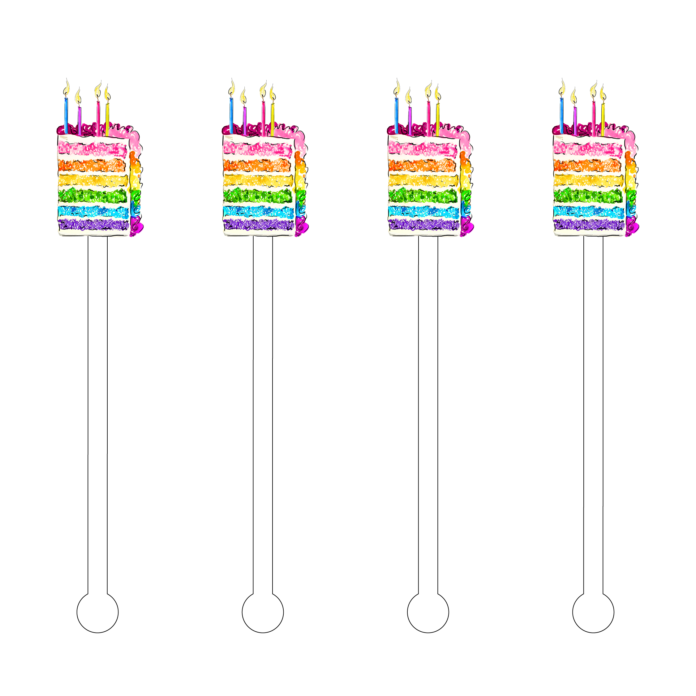 Rainbow Slice of Birthday Cake Acrylic Stir Stick