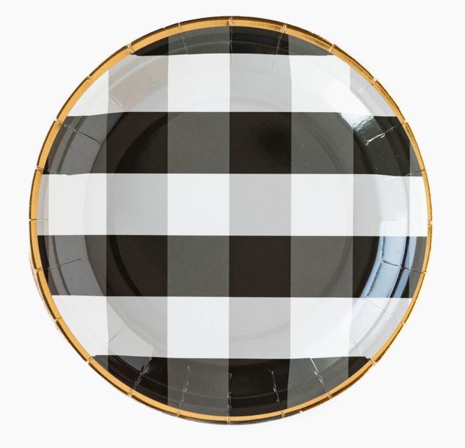 Black & White Gingham Plates