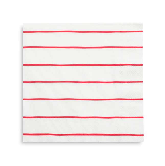 Red Frenchie Striped Large Napkins