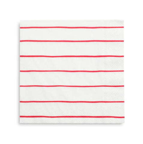 Red Frenchie Striped Large Napkins
