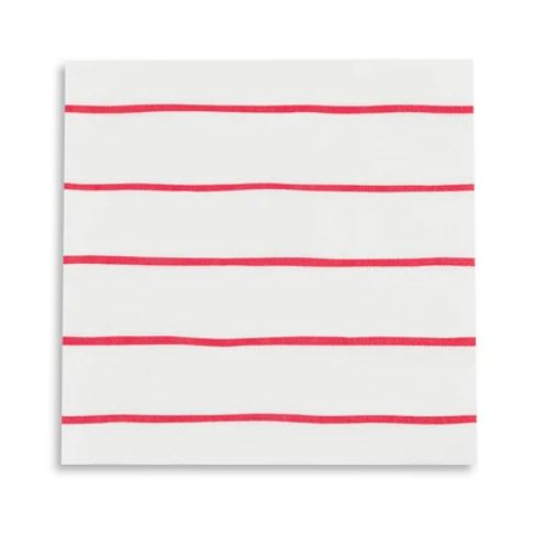 Red Frenchie Striped Small Napkin