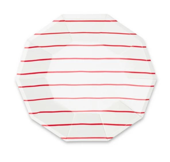 Red Frenchie Striped Large Plate