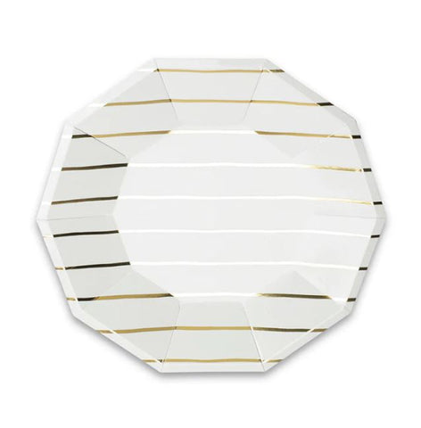 Gold Frenchie Striped Large Plates