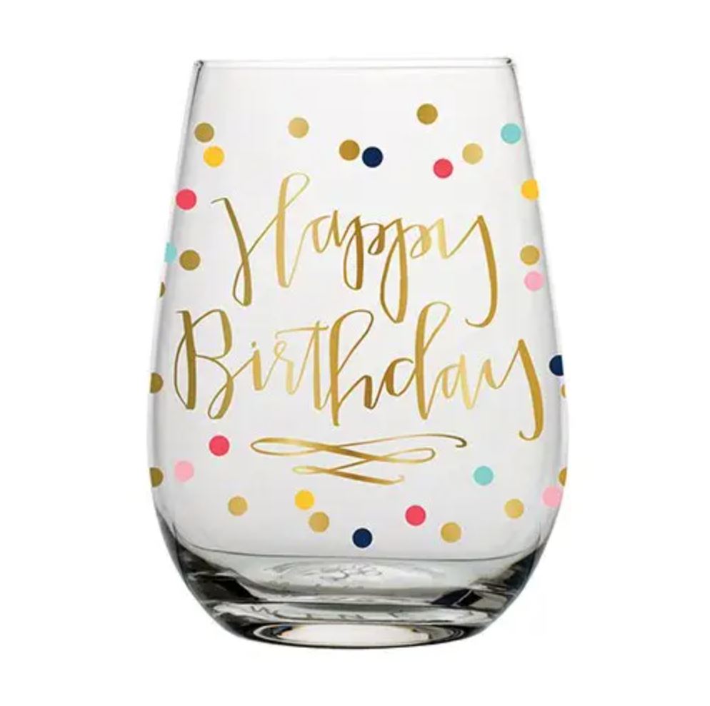 Happy Birthday Polka Dot Wine Glass