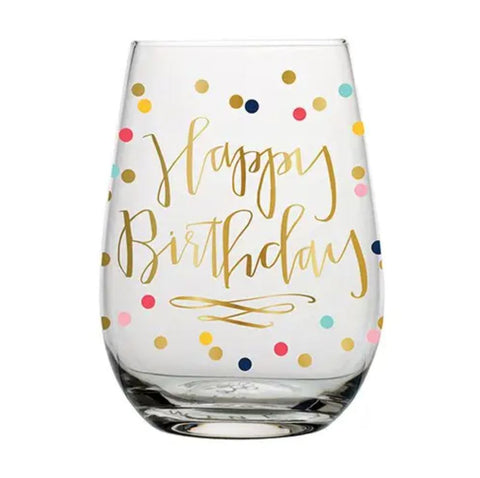 Happy Birthday Polka Dot Wine Glass