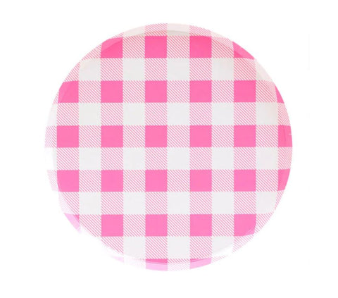Neon Rose Gingham Large Plate