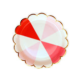 Pink and Red Round Color Blocked Plates