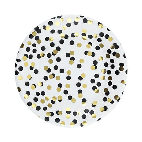 Black and Gold Polka Dot Plates