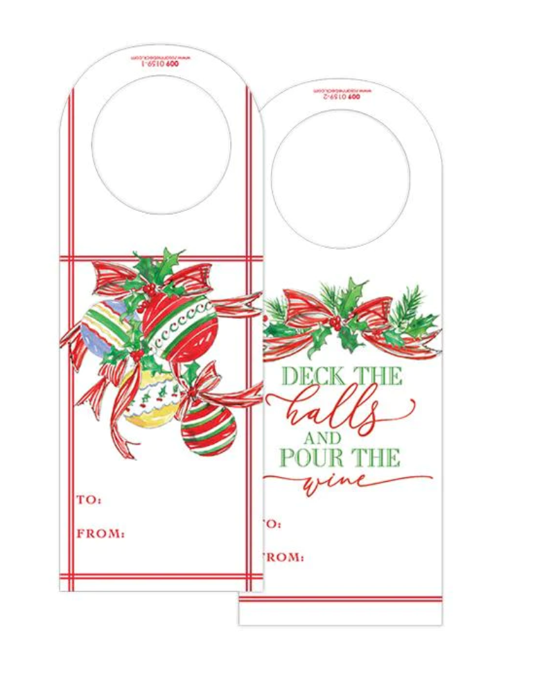 Handpainted "Deck The Hall And Pour The Wine" - Wine Tag