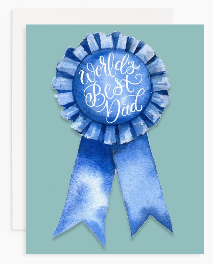 World's Best Dad Blue Ribbon Greeting Card