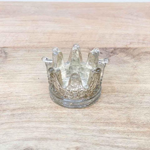 Crown Glass Votive - Silver and Gold
