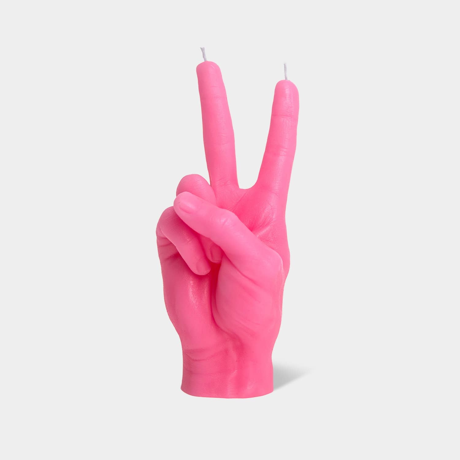 Peace Sign Hand Gesture Candle, Hot Pink