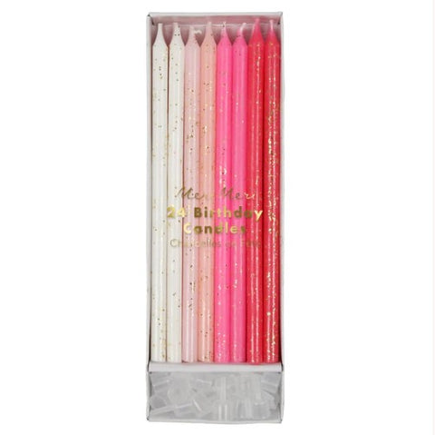 Pink Ombre Glitter Birthday Candles