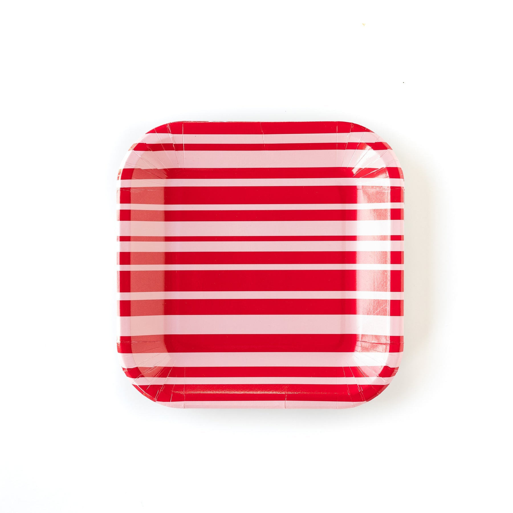 Red and Pink Striped Square Plate